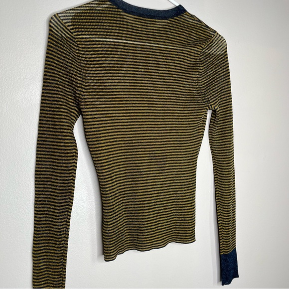 Rag & bone Raina Lurex Striped Crewneck Sheer Sweater Size Small - Picture 3 of 10